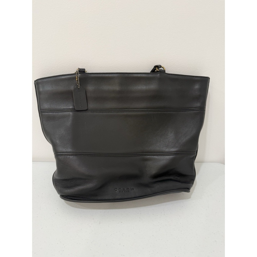 Vintage COACH Tribeca Black Leather Shoulder Handbag Tote Shopper 9094